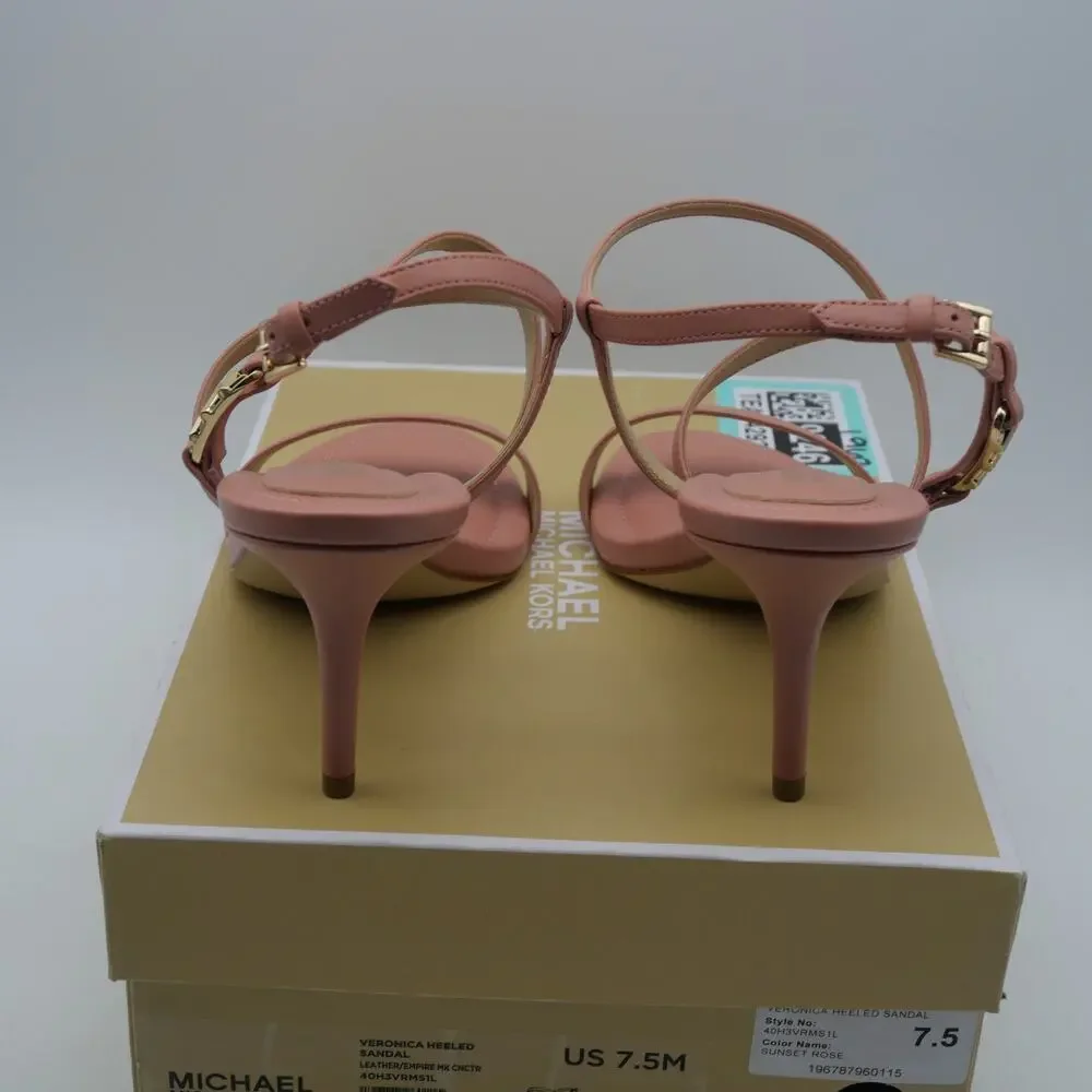 NEW Michael Kors Veronica Heeled Sandals Sunset Rose Women's 7.5